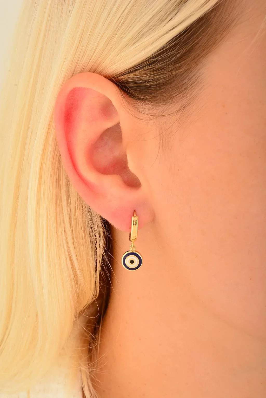 Cebeci 14 Ayar Nazarboncuklu Altın Küpe