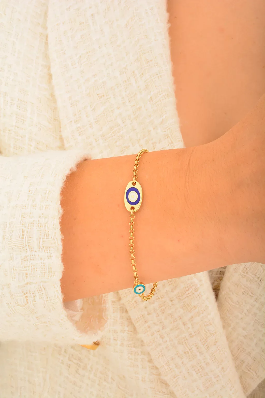 Cebeci 14 Ayar Nazarlı Altın Bileklik