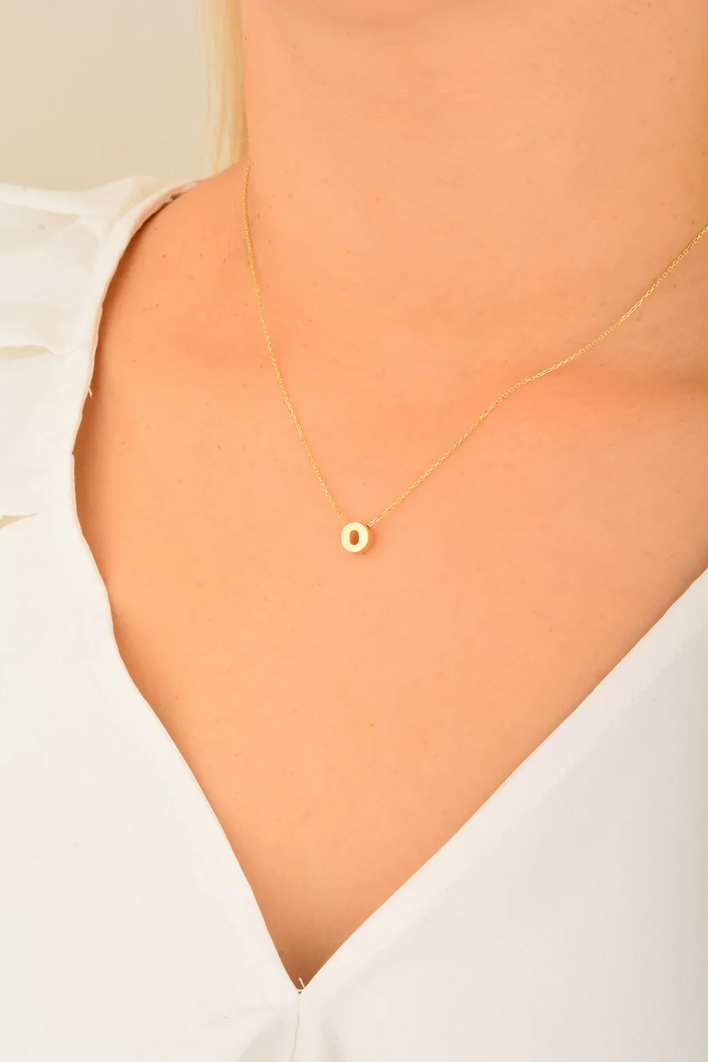 Cebeci 14 Ayar O Harfli Altın Kolye