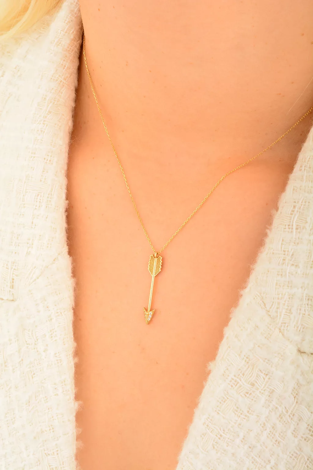 Cebeci 14 Ayar Ok Altın Kolye