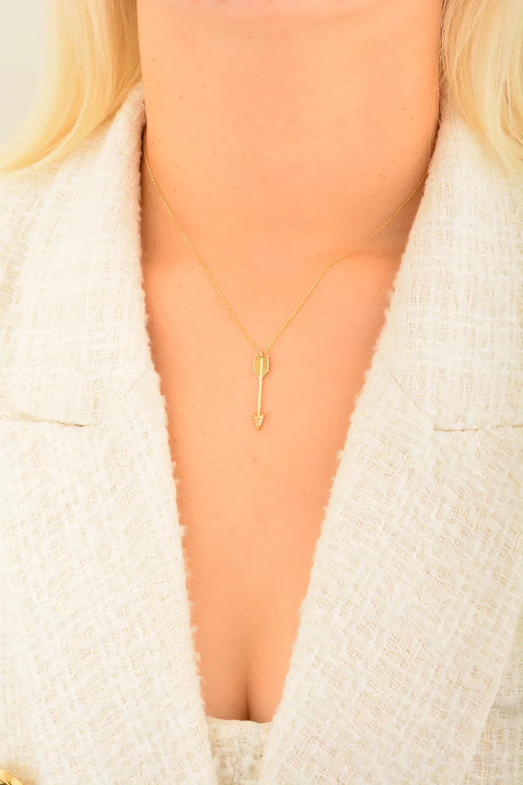 Cebeci 14 Ayar Ok Altın Kolye