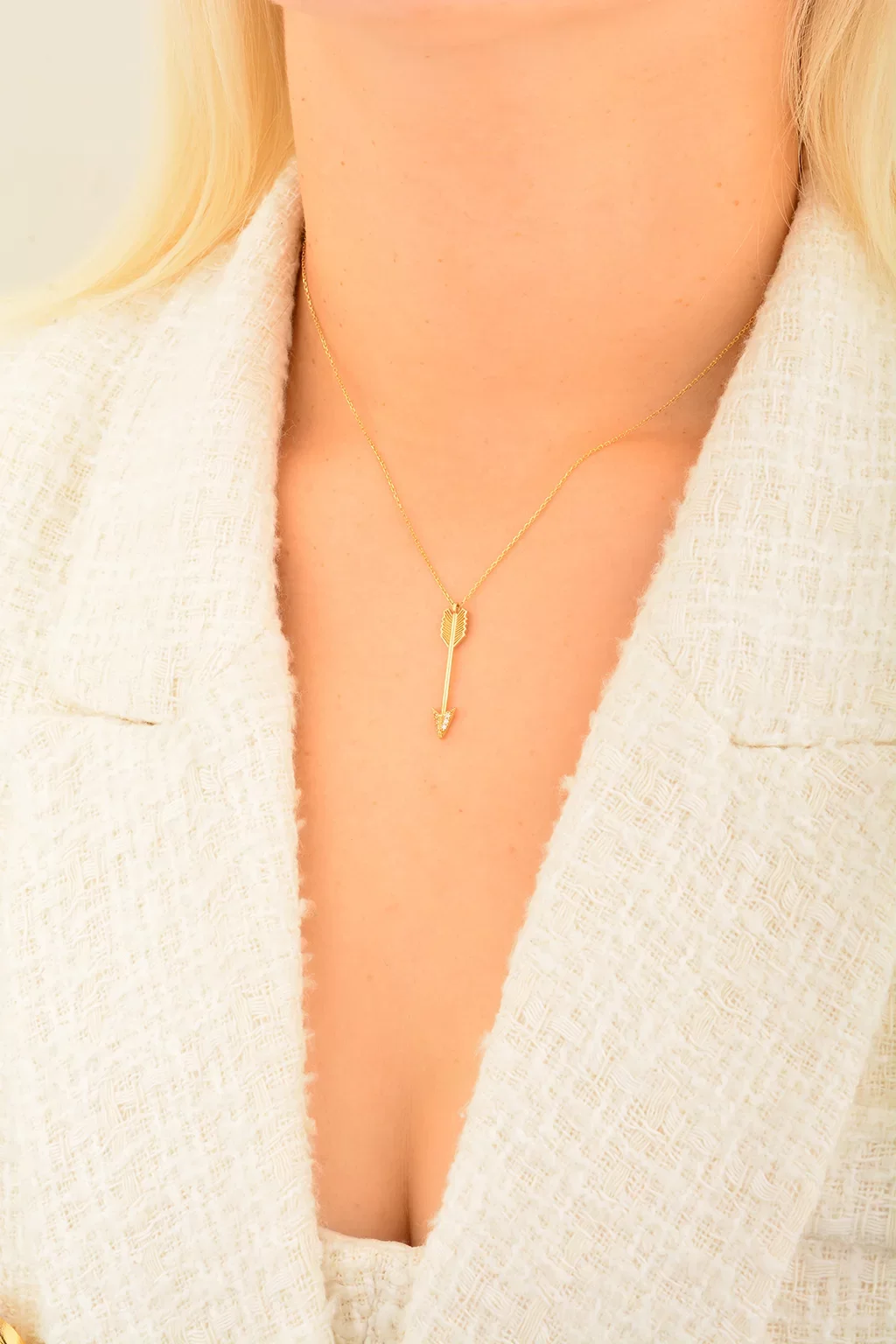 Cebeci 14 Ayar Ok Altın Kolye