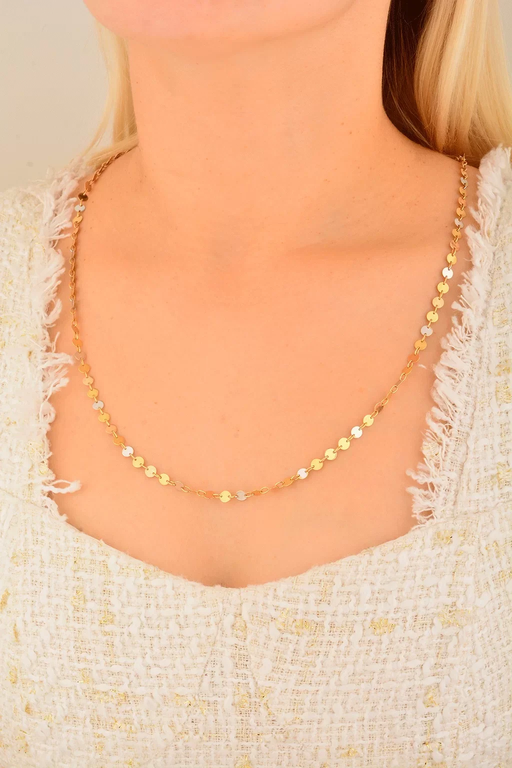 Cebeci 14 Ayar Pullu Altın Kolye