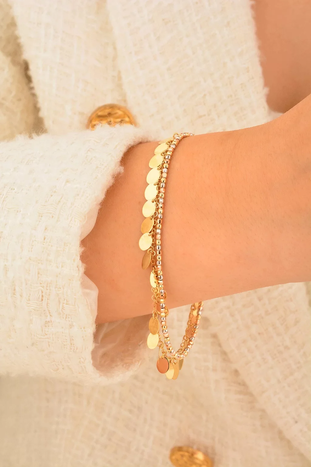 Cebeci 14 Ayar Pullu Renkli Dorikalı Altın Bileklik