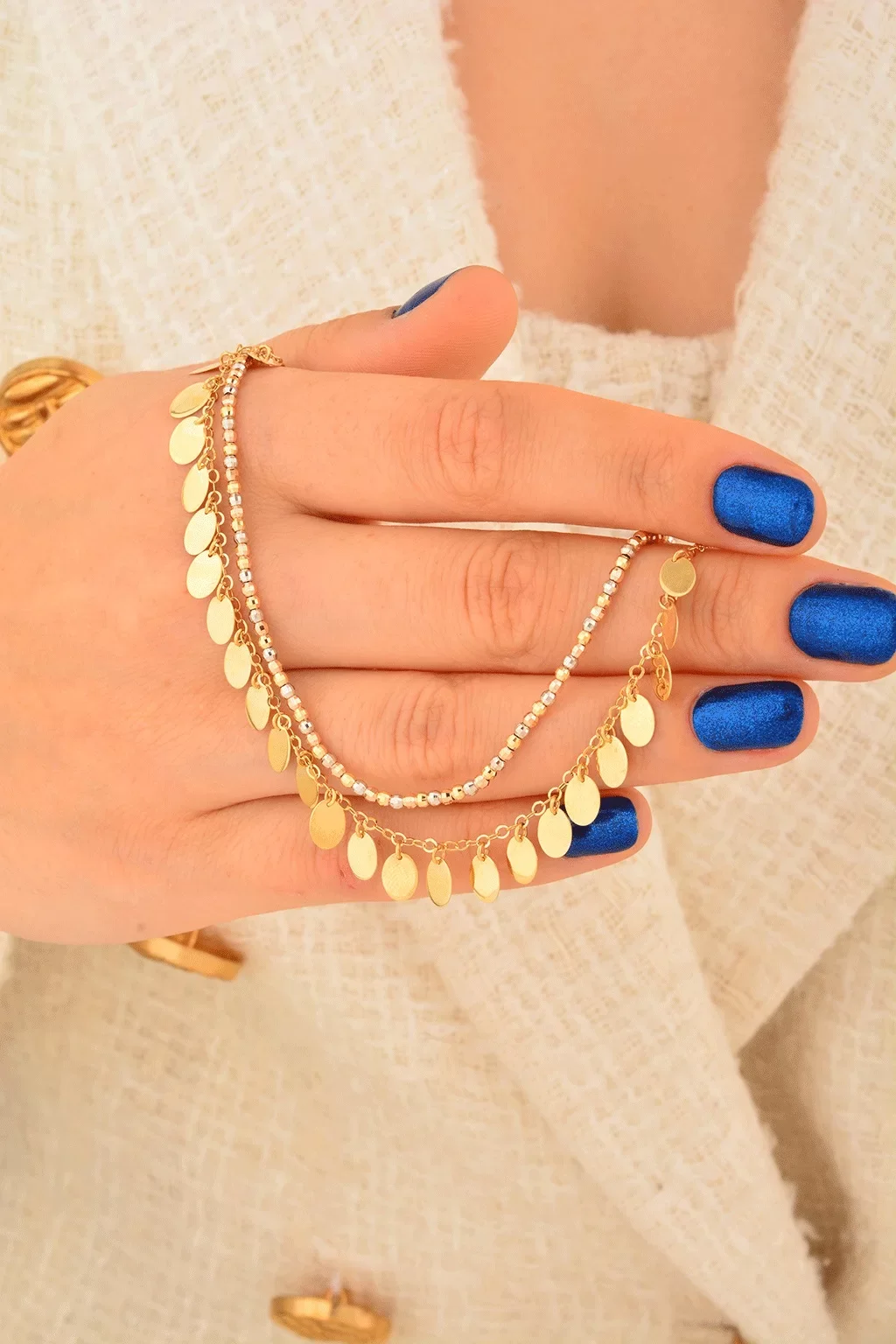 Cebeci 14 Ayar Pullu Renkli Dorikalı Altın Bileklik