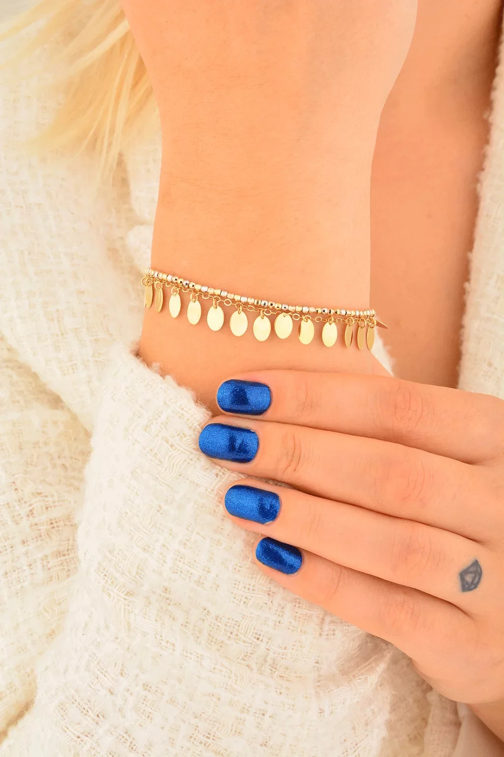 Cebeci 14 Ayar Pullu Renkli Dorikalı Altın Bileklik