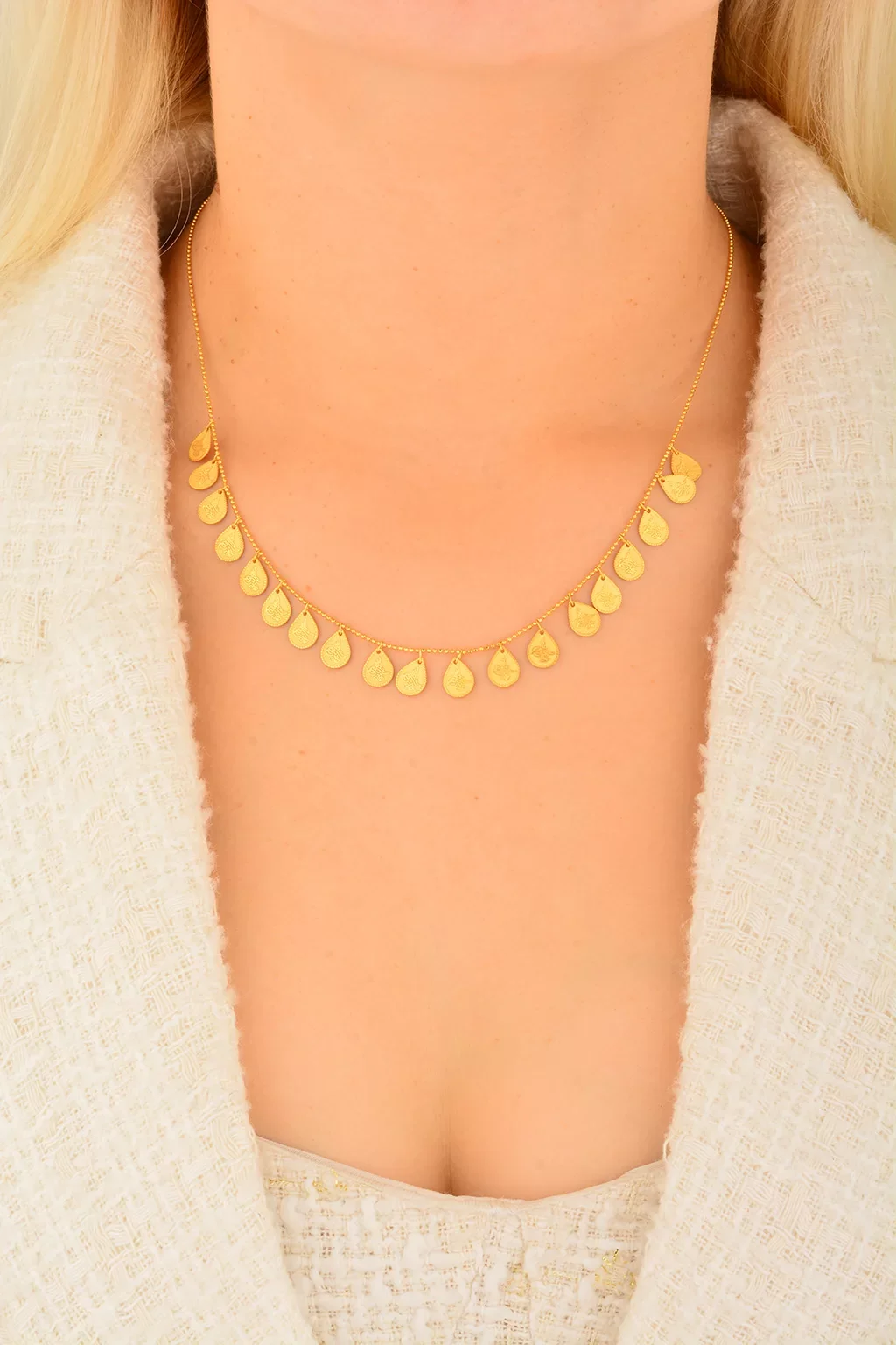 Cebeci 14 Ayar Pullu Tuğralı Altın Kolye