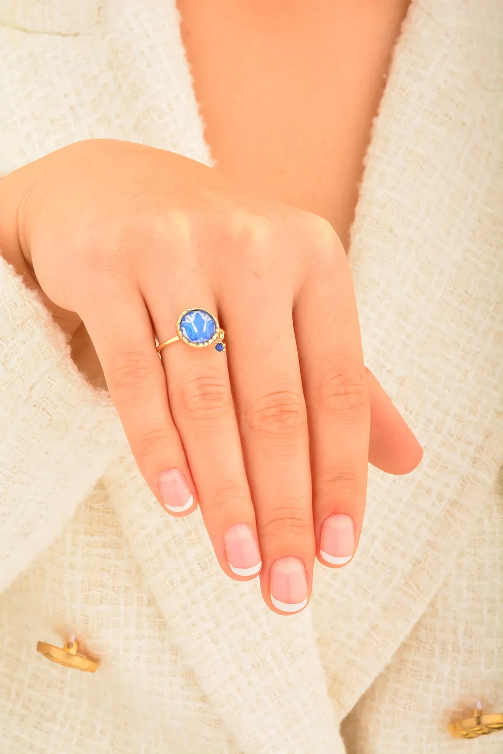 Cebeci 14 Ayar Renkli Taşlı Altın Yüzük