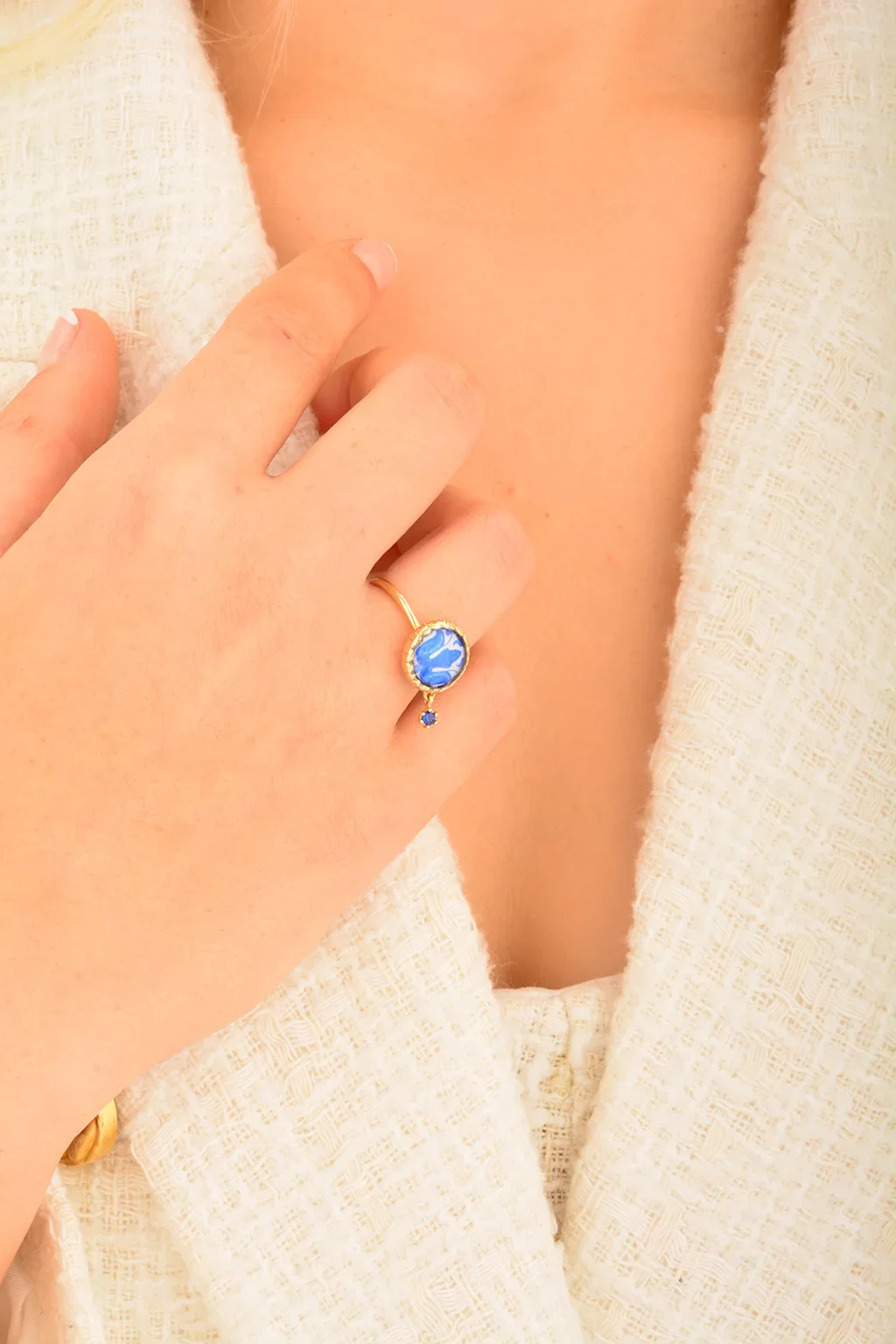 Cebeci 14 Ayar Renkli Taşlı Altın Yüzük