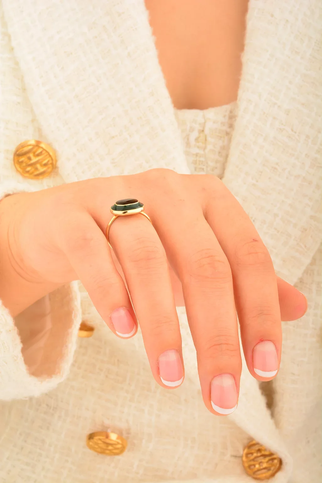 Cebeci 14 Ayar Renkli Taşlı Altın Yüzük