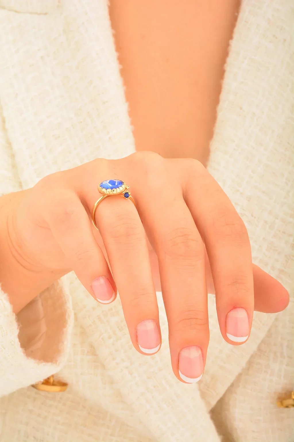 Cebeci 14 Ayar Renkli Taşlı Altın Yüzük