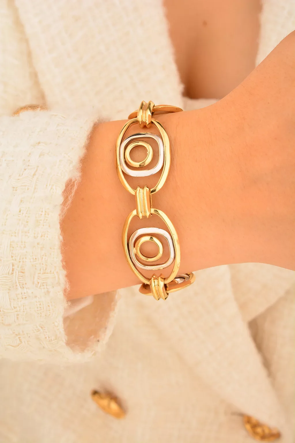 Cebeci 14 Ayar Renkli Zincir Altın Bileklik