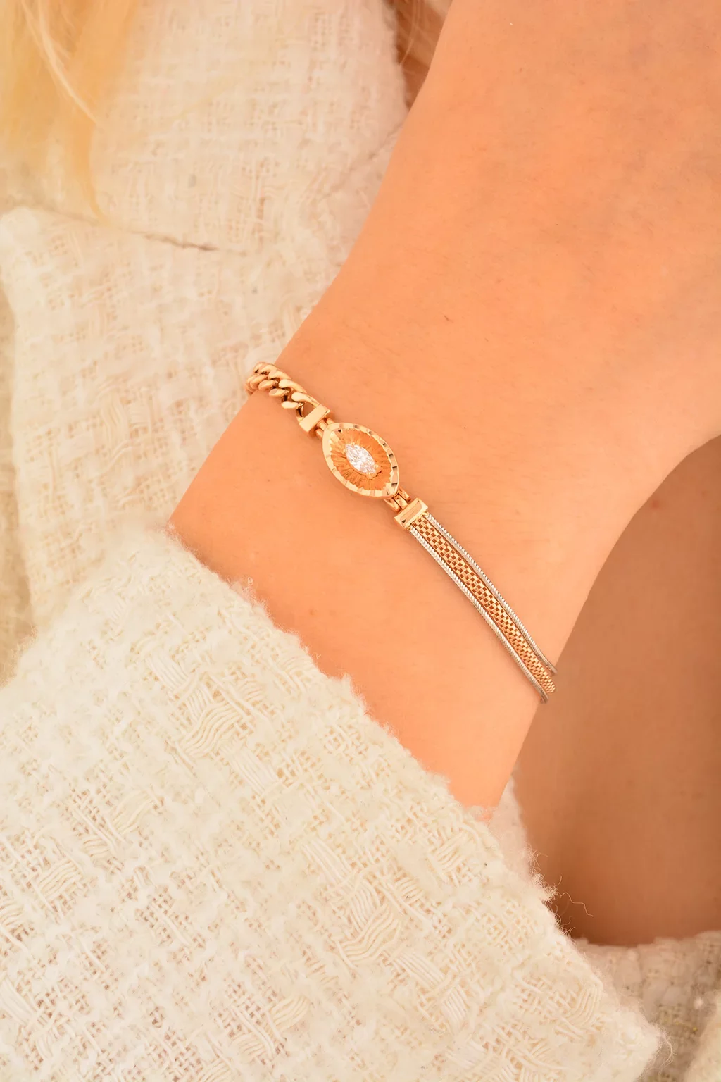 Cebeci 14 Ayar Rose Altın Bileklik