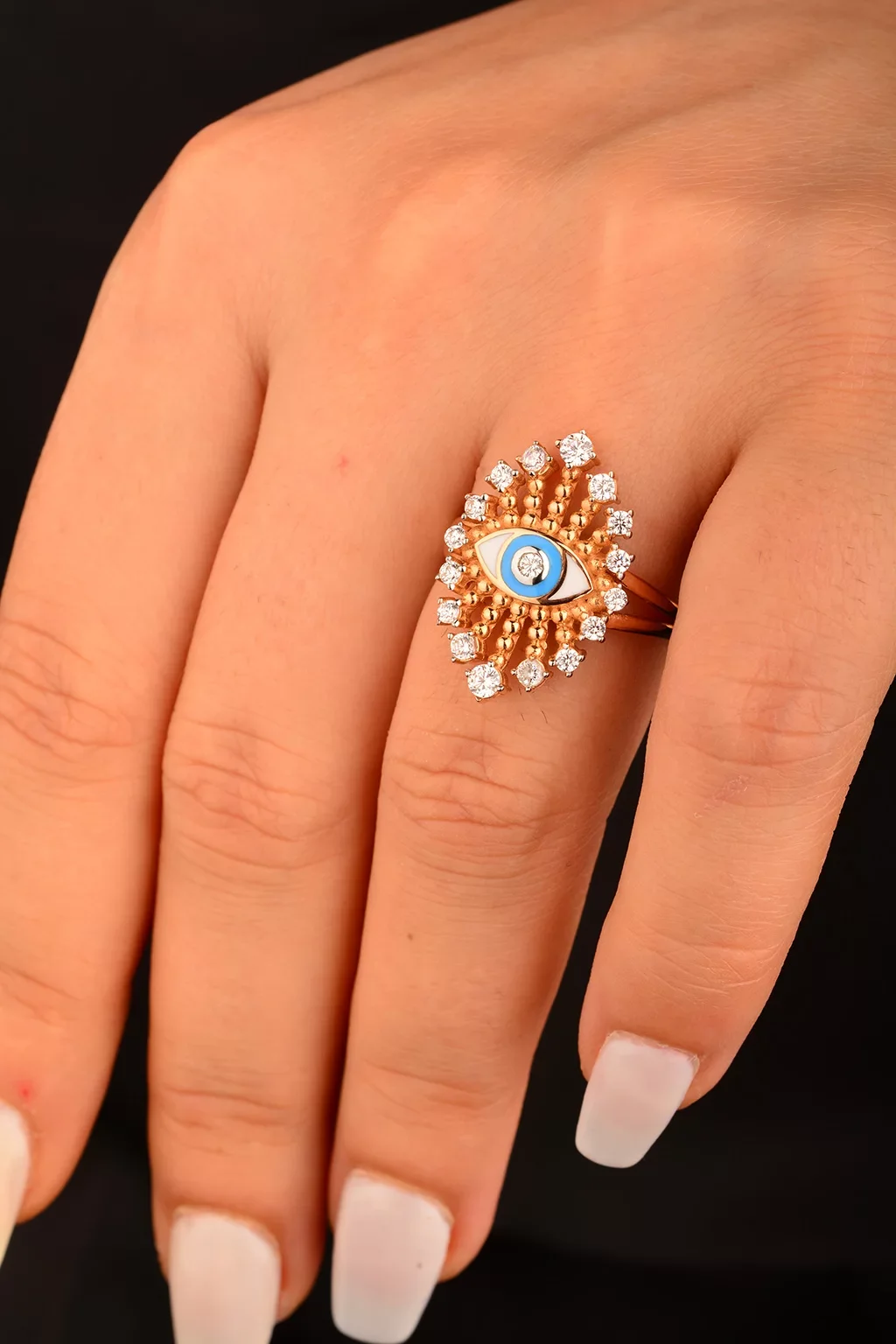 Cebeci 14 Ayar Rose Altın Göz Yüzük
