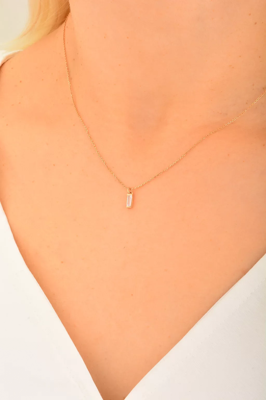 Cebeci 14 Ayar Rose Baget Altın Kolye