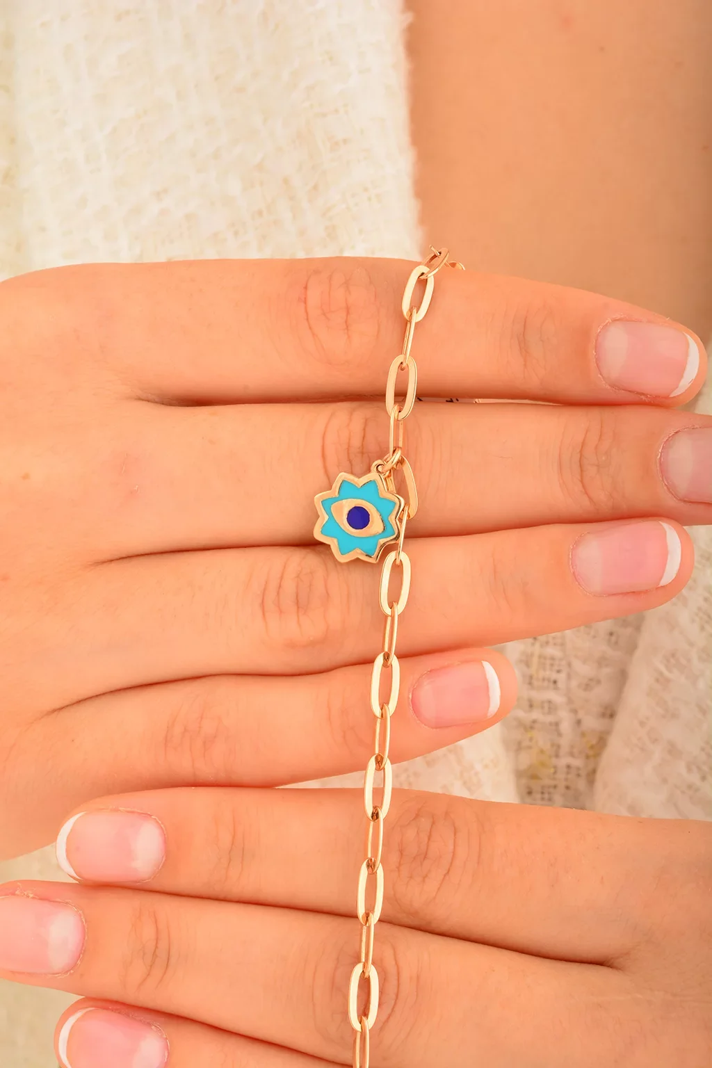 Cebeci 14 Ayar Rose Göz Zincir Bileklik