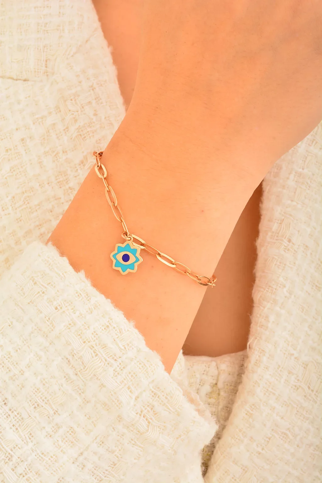 Cebeci 14 Ayar Rose Göz Zincir Bileklik