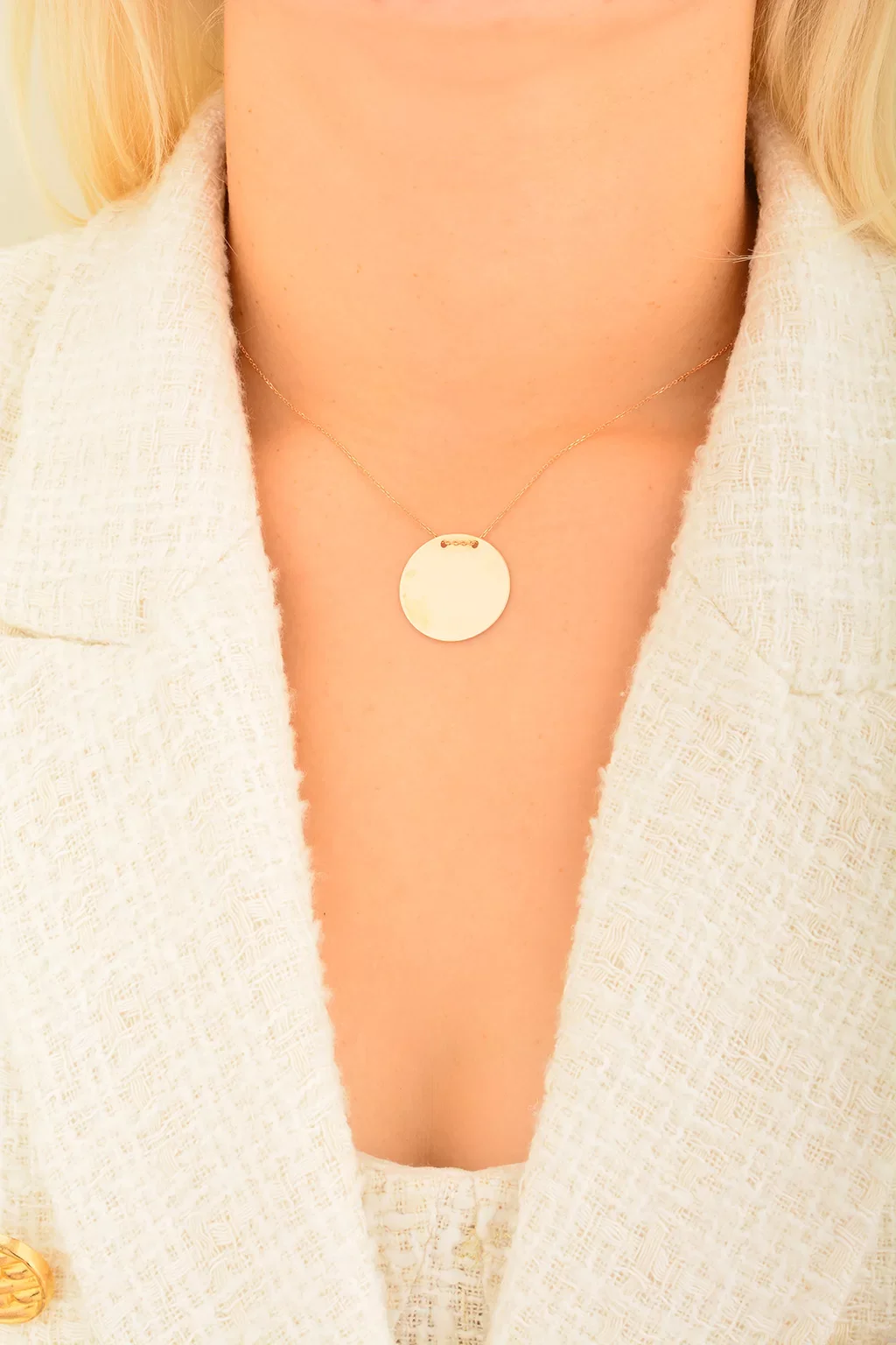 Cebeci 14 Ayar Rose Plaka Altın Kolye