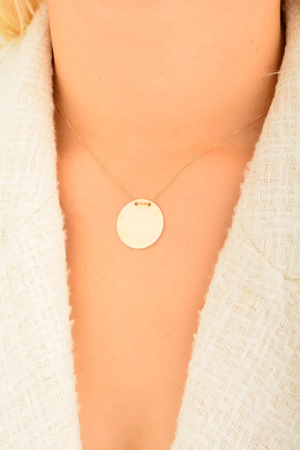 Cebeci 14 Ayar Rose Plaka Altın Kolye