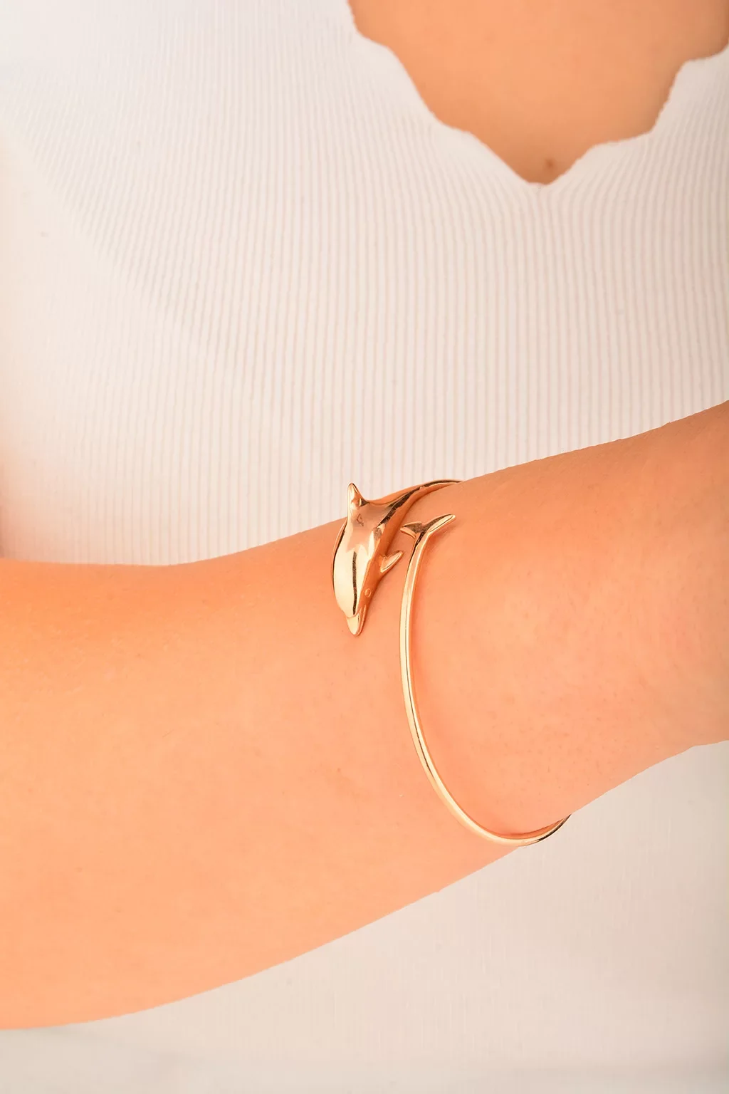 Cebeci 14 Ayar Rose Yunuslu Kelepçeli Altın Bileklik