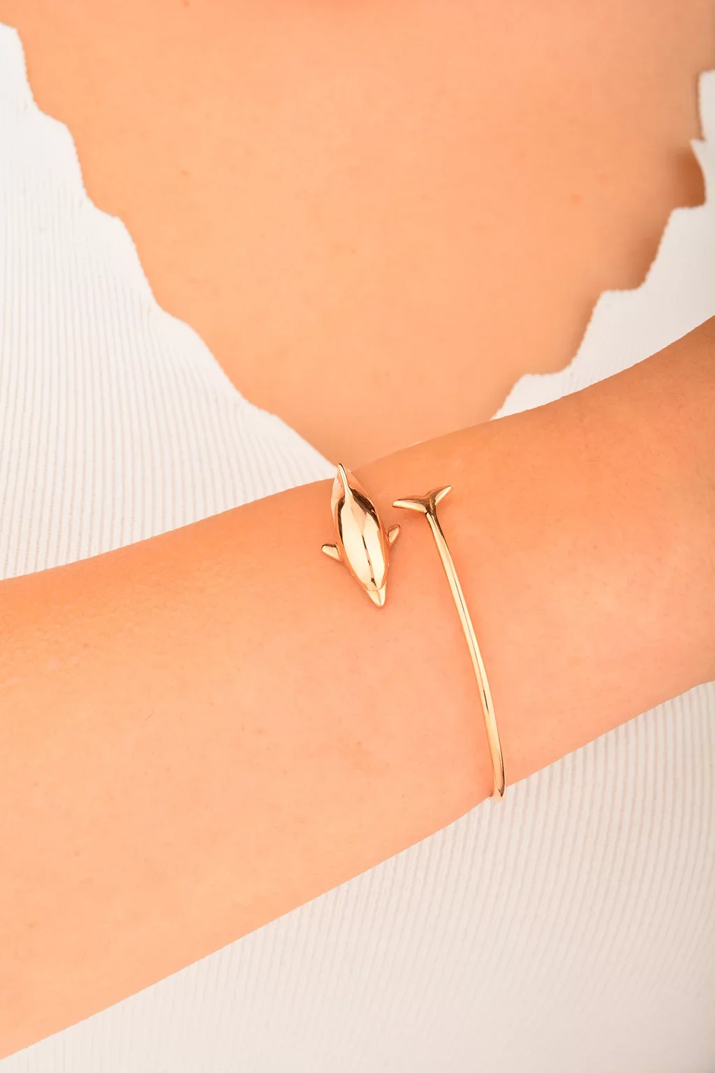 Cebeci 14 Ayar Rose Yunuslu Kelepçeli Altın Bileklik