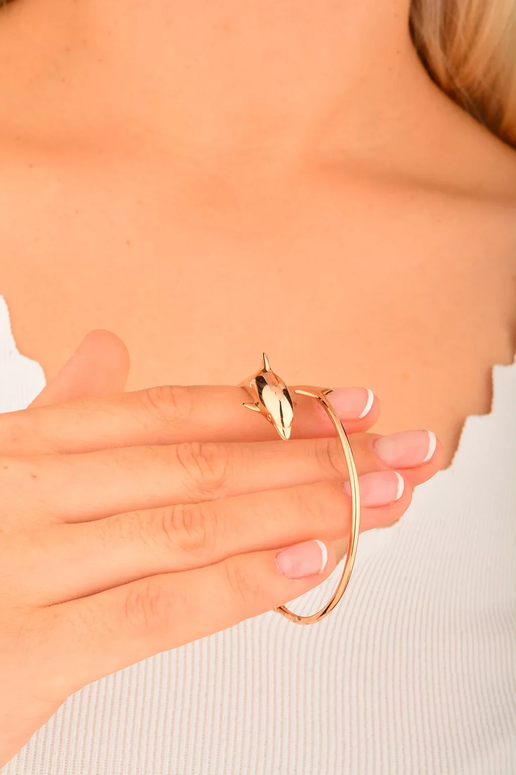 Cebeci 14 Ayar Rose Yunuslu Kelepçeli Altın Bileklik