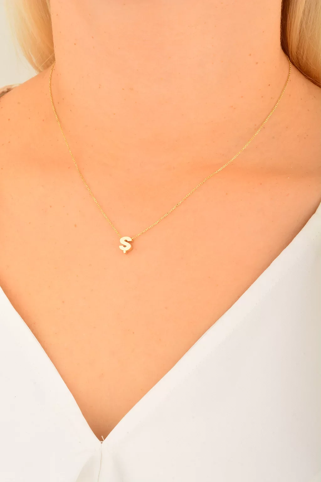 Cebeci 14 Ayar Ş Harfli Altın Kolye