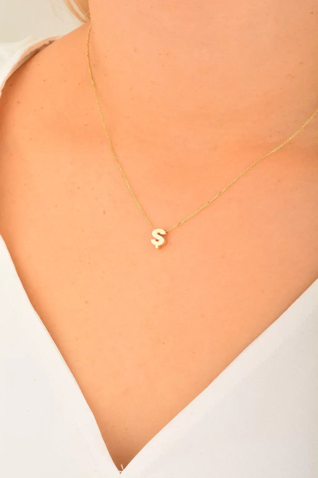 Cebeci 14 Ayar Ş Harfli Altın Kolye