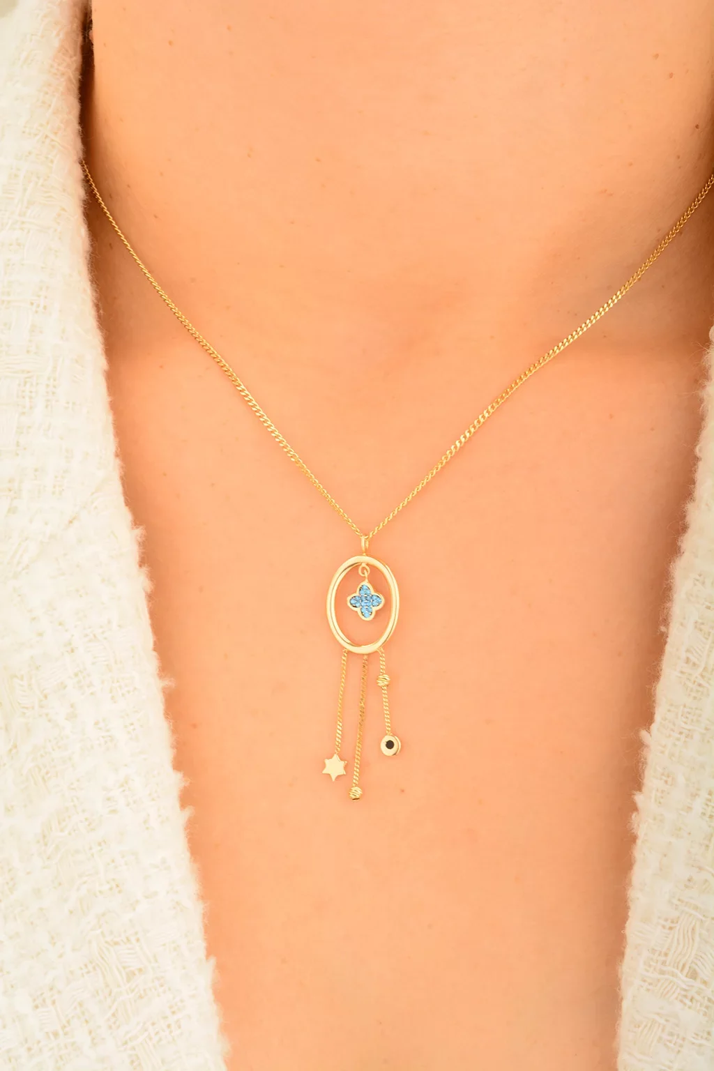 Cebeci 14 Ayar Sallantılı Altın Kolye