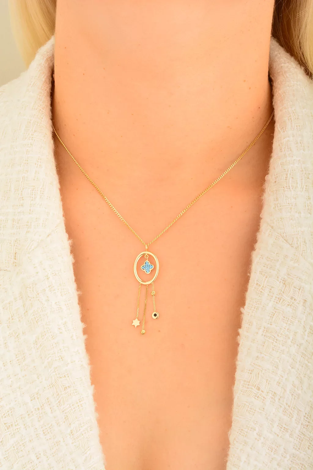 Cebeci 14 Ayar Sallantılı Altın Kolye