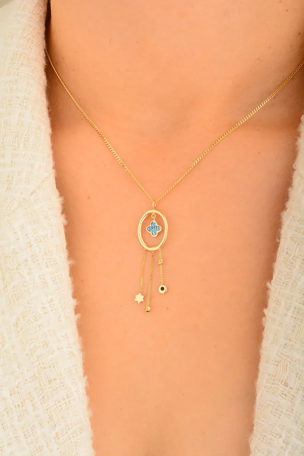 Cebeci 14 Ayar Sallantılı Altın Kolye