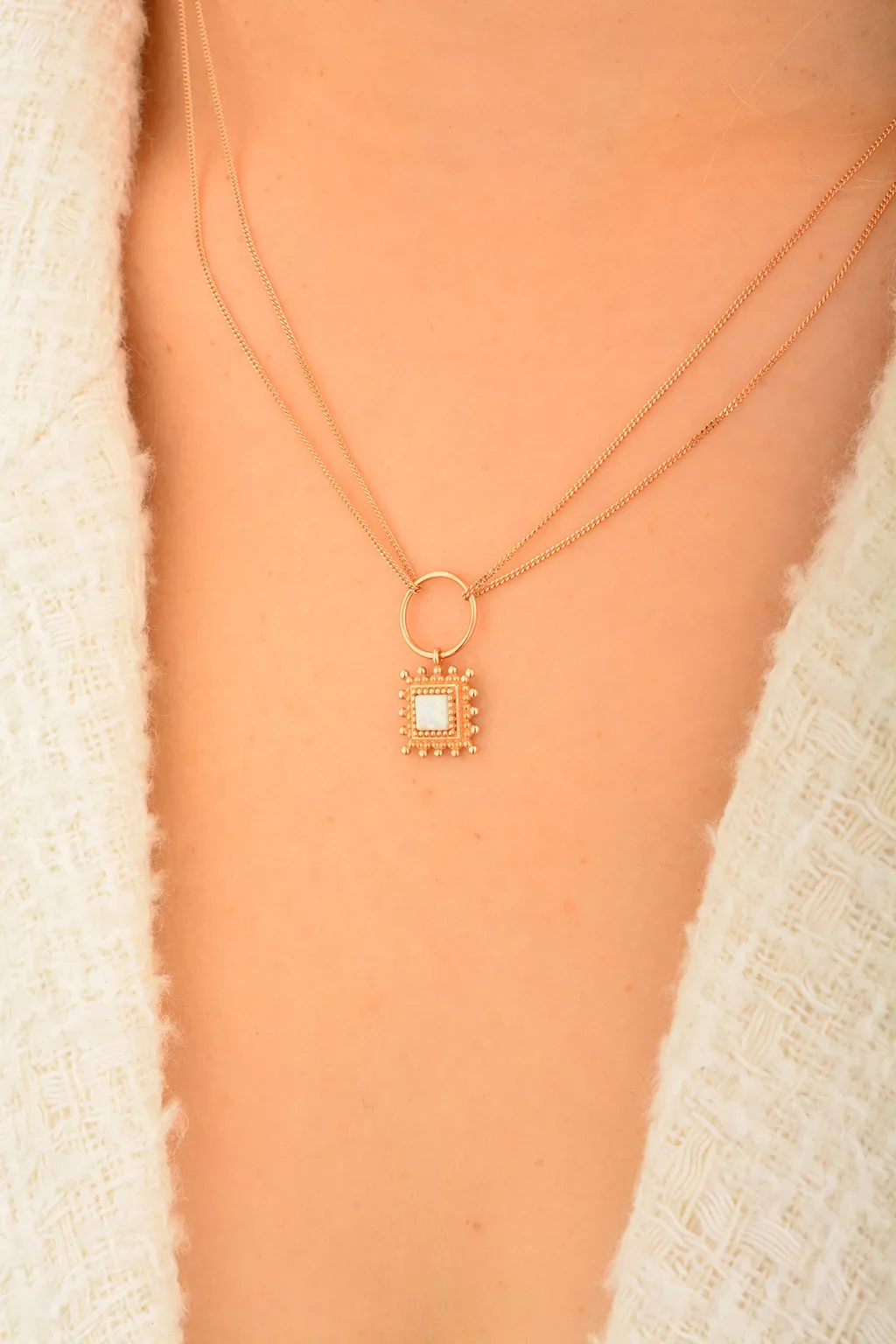 Cebeci 14 Ayar Sedef Rose Altın Kolye