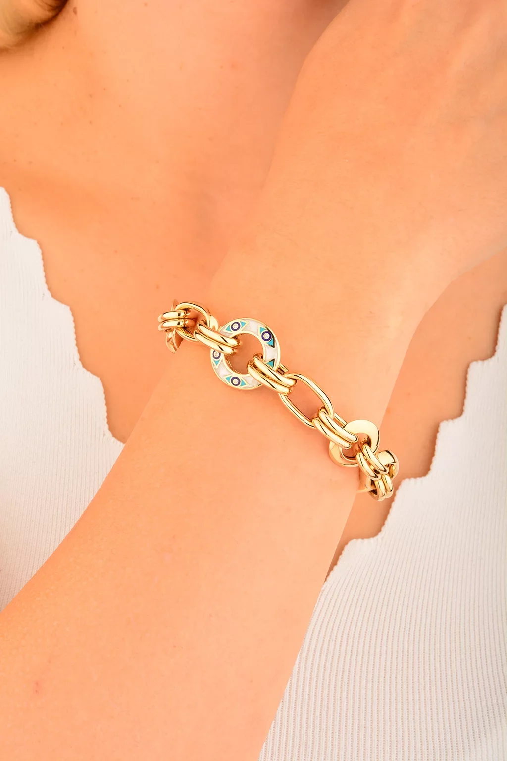 Cebeci 14 Ayar Sedefli Altın Bileklik