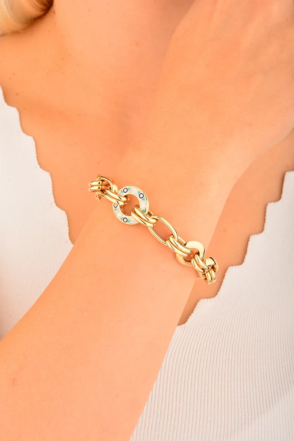 Cebeci 14 Ayar Sedefli Altın Bileklik