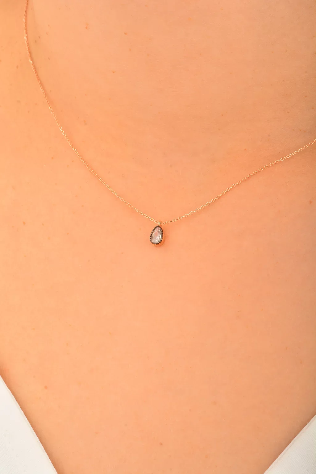 Cebeci 14 Ayar Su Damlası Rose Altın Kolye