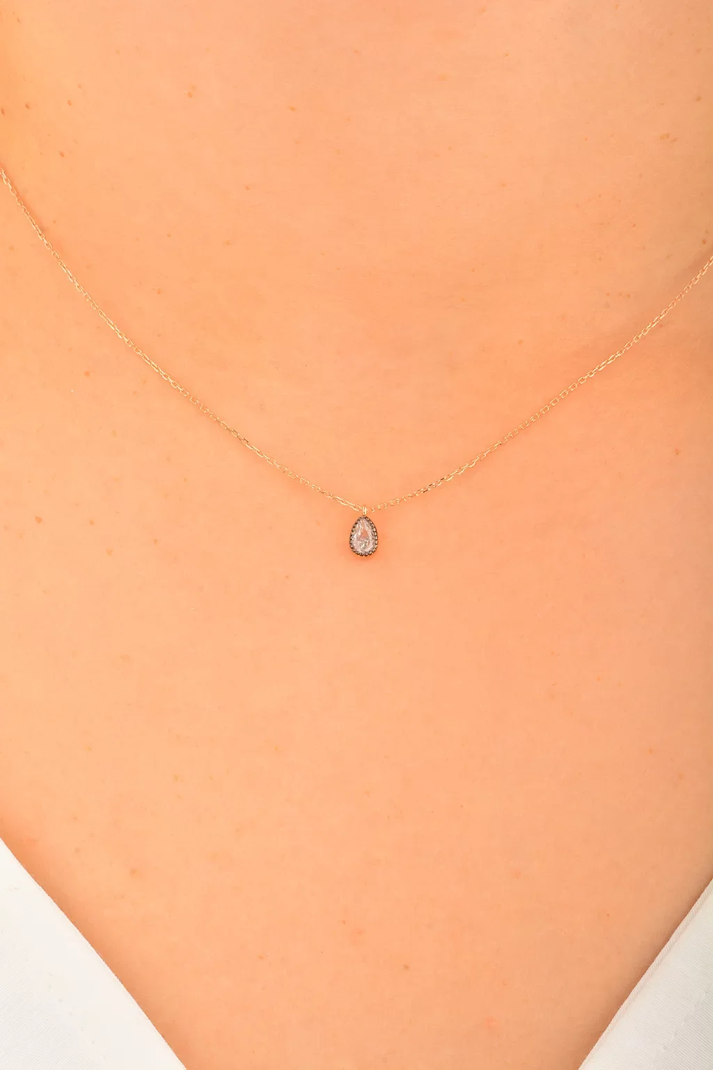 Cebeci 14 Ayar Su Damlası Rose Altın Kolye