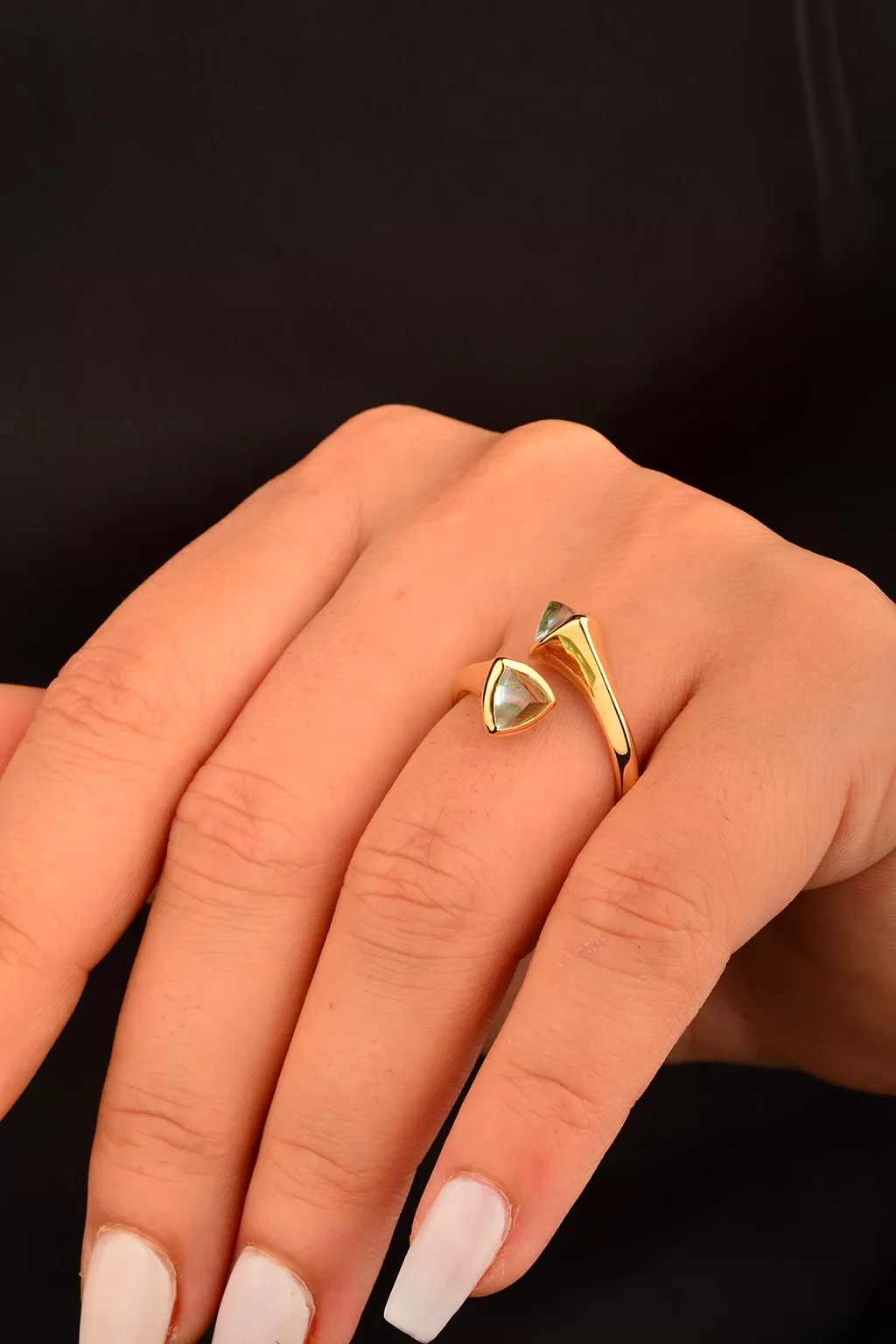 Cebeci 14 Ayar Su Yeşili Altın Yüzük