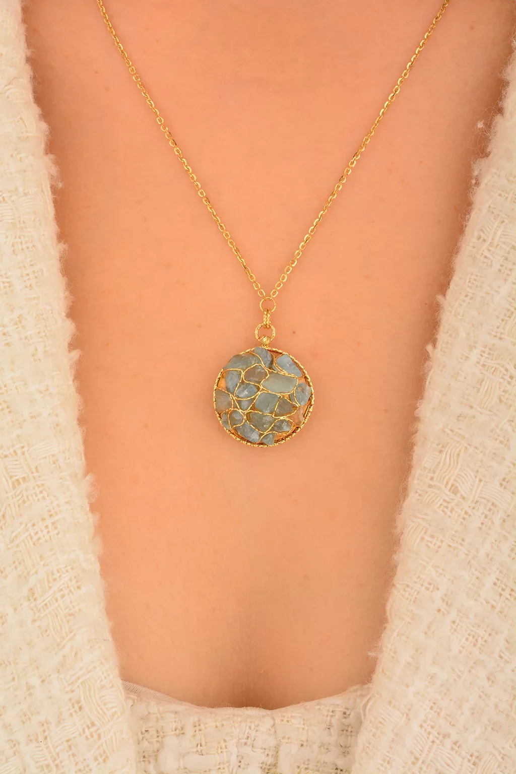 Cebeci 14 Ayar Taş Altın Kolye