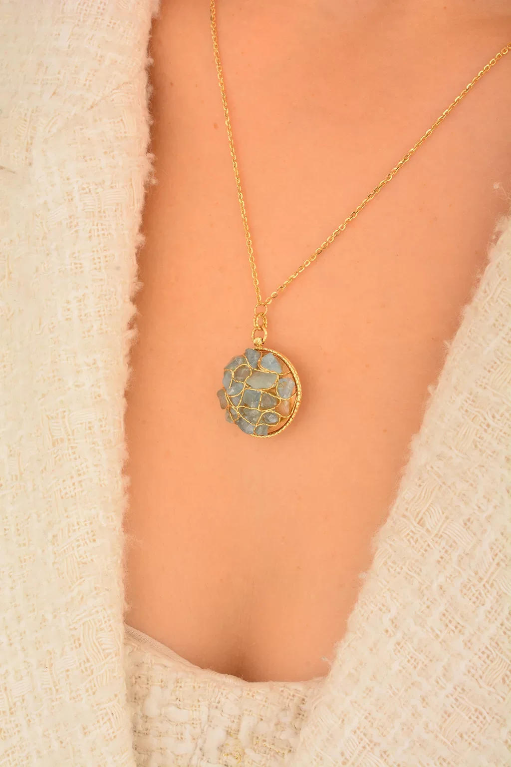 Cebeci 14 Ayar Taş Altın Kolye