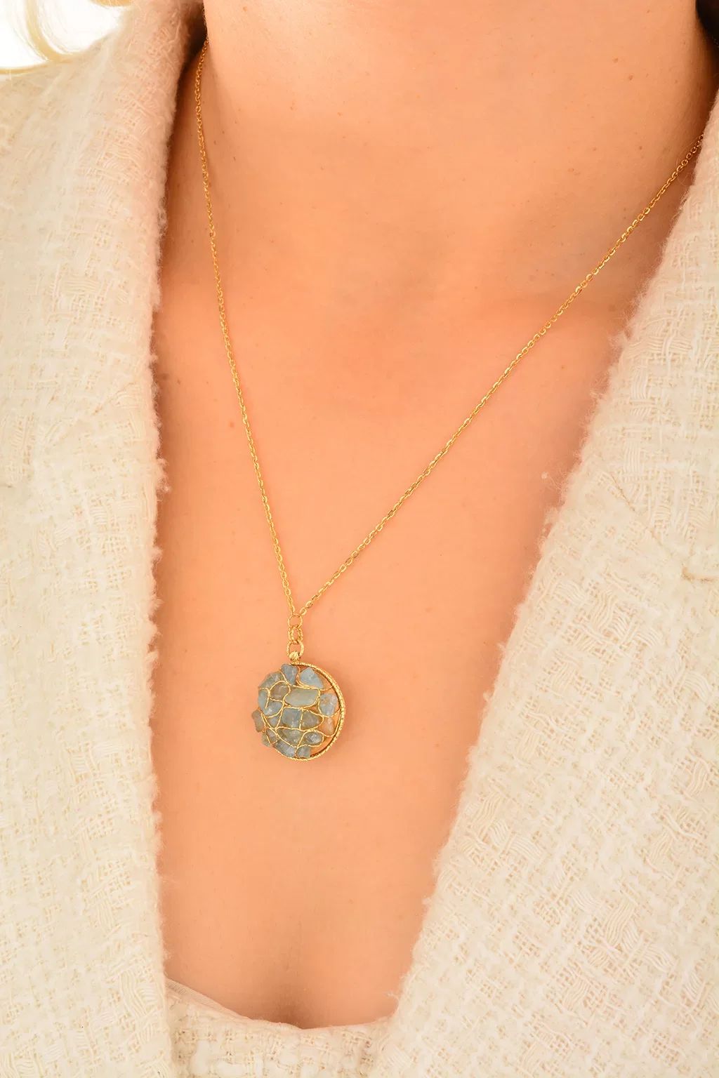 Cebeci 14 Ayar Taş Altın Kolye