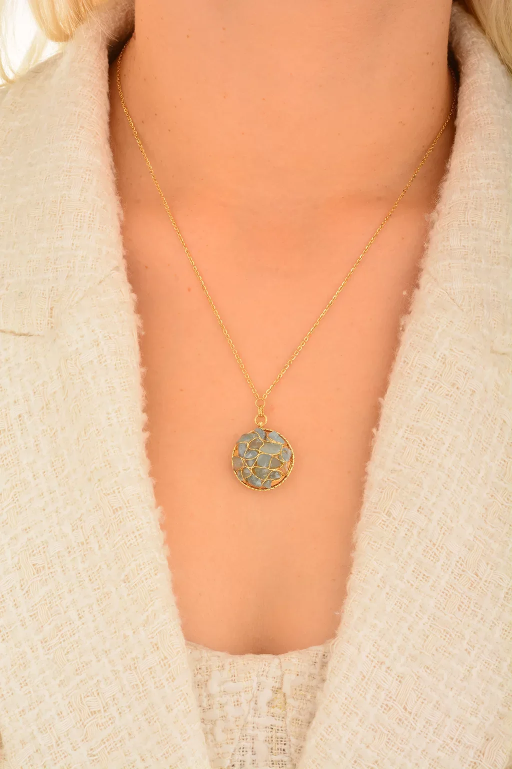 Cebeci 14 Ayar Taş Altın Kolye