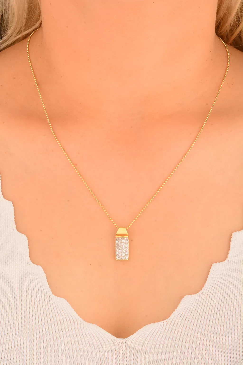 Cebeci 14 Ayar Taşlı Altın Kolye Ucu