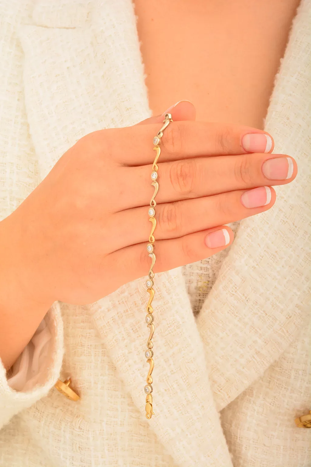 Cebeci 14 Ayar Taşlı İnce Altın Bileklik