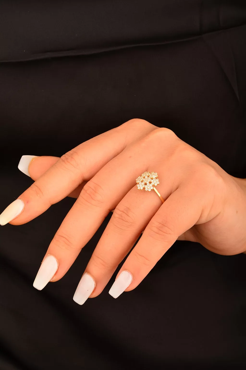 Cebeci 14 Ayar Taşlı Kar Tanesi Altın Yüzük