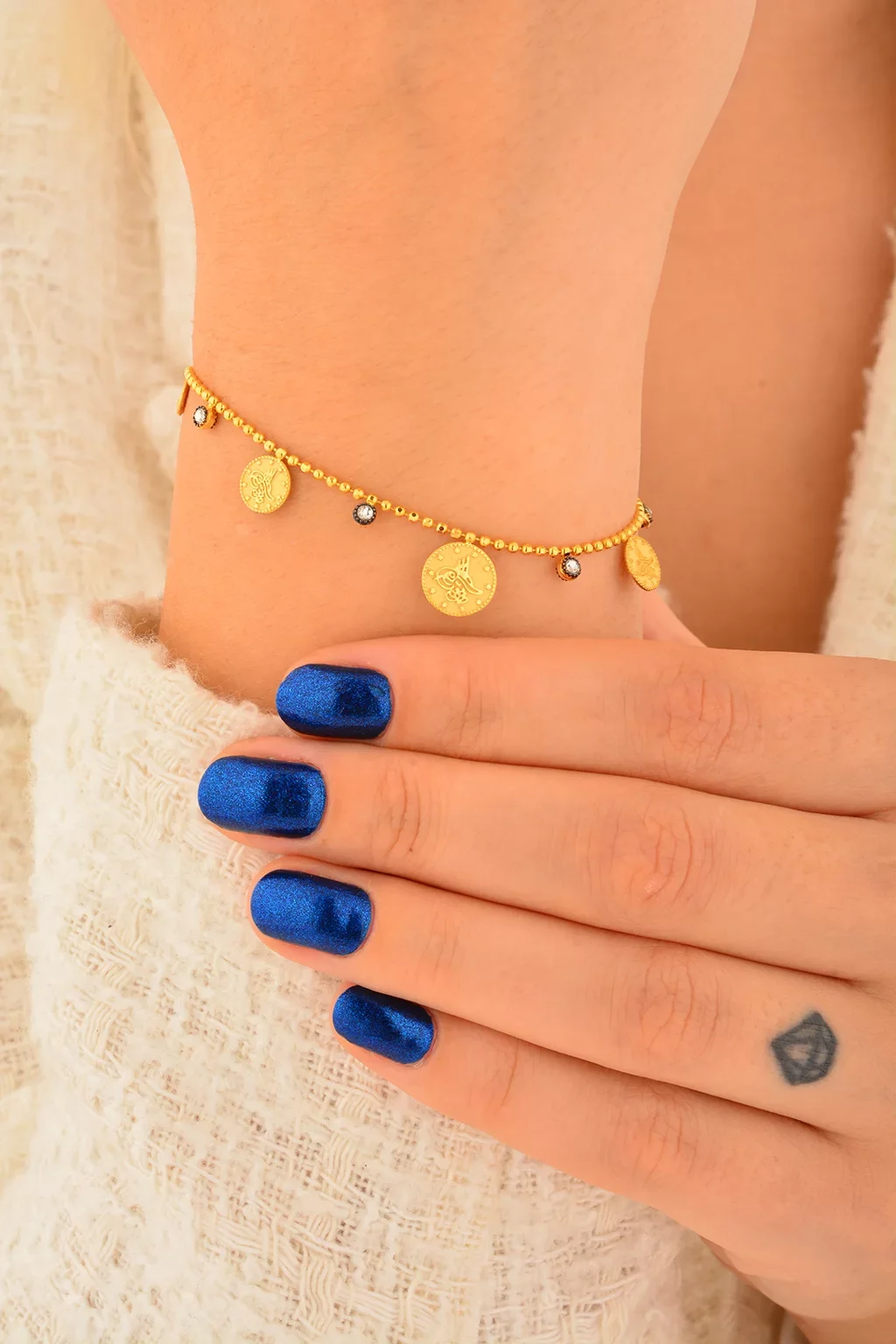 Cebeci 14 Ayar Tuğra Sıralı Altın Bileklik