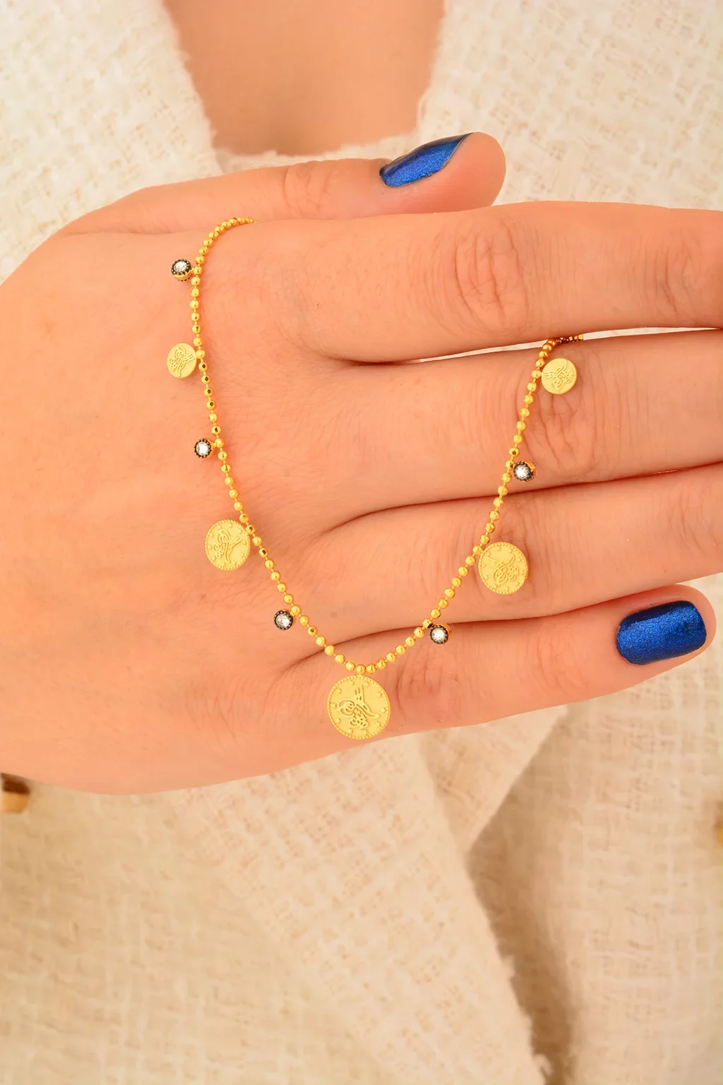 Cebeci 14 Ayar Tuğra Sıralı Altın Bileklik