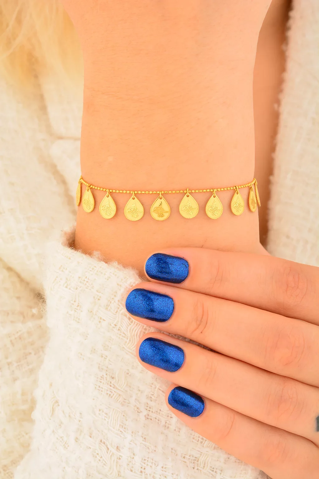 Cebeci 14 Ayar Tuğralı Altın Bileklik