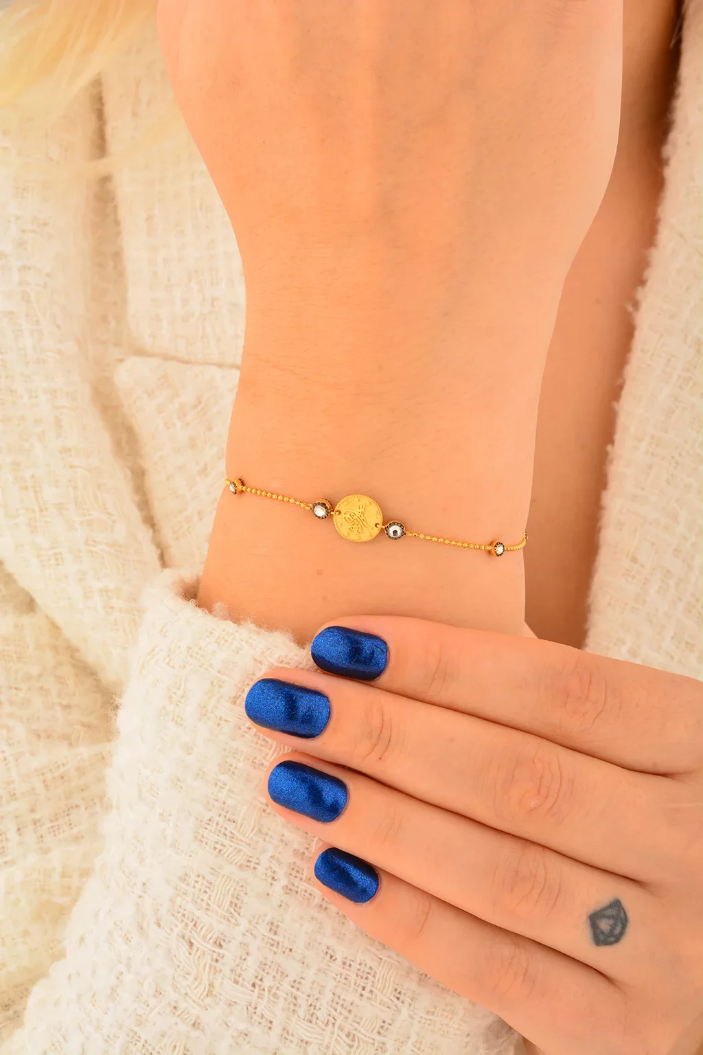 Cebeci 14 Ayar Tuğralı Dorika Altın Bileklik