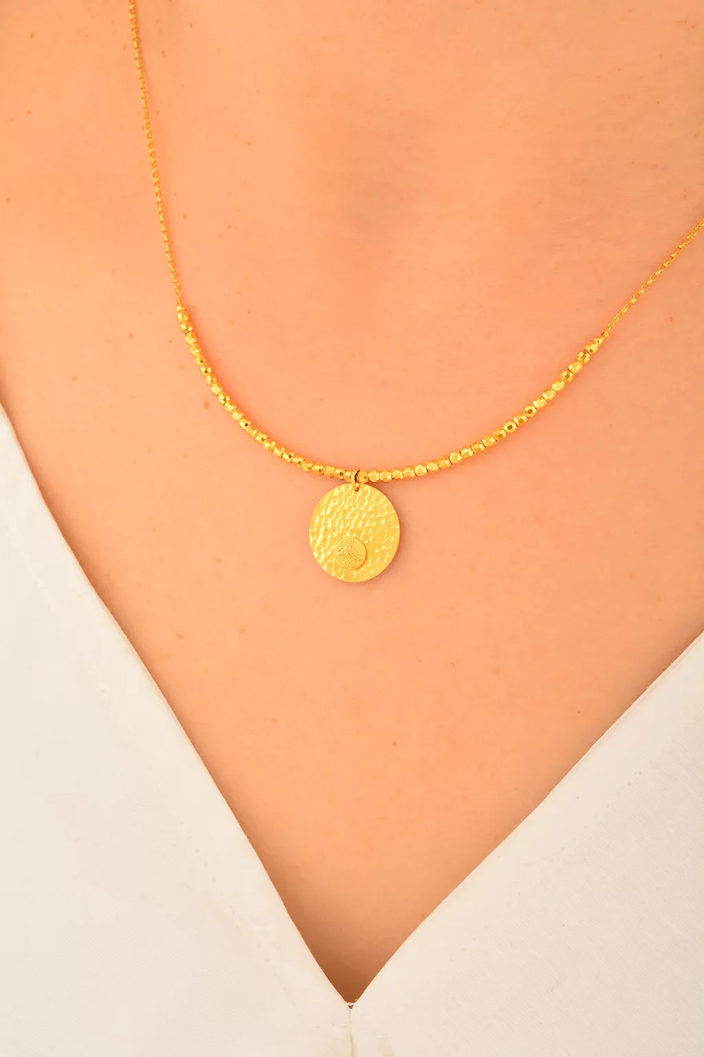 Cebeci 14 Ayar Tuğralı Dorika Altın Kolye