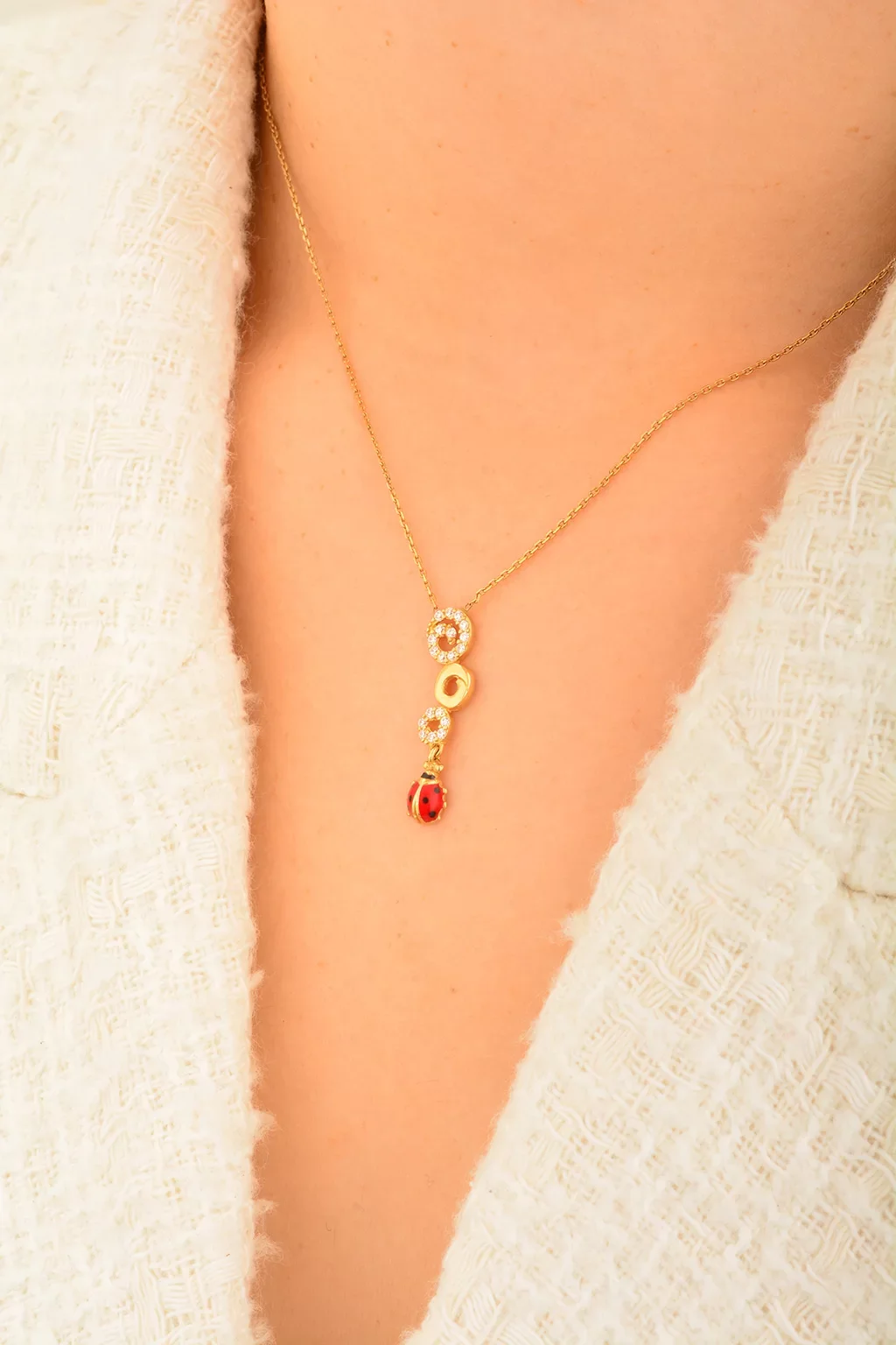 Cebeci 14 Ayar Uğur Böceği Altın Kolye